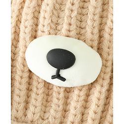 Babyhug Woollen Pom Pom Cap With Bear Design Brown - Diameter 11 cm