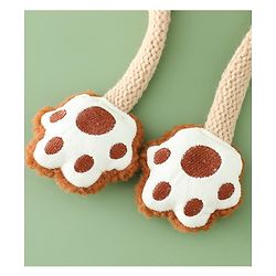 Babyhug Woollen Pom Pom Cap With Bear Design Brown - Diameter 11 cm