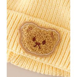 Babyhug Woollen Cap with Bear Applique Yellow - Diameter 16 cm