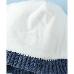 Babyhug Woollen Cap with Pom Pom & Knot Off White - Diameter 14.5 cm