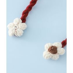 Babyhug Woollen Cap with Knot & Floral Applique Red - Diameter 22.5 cm