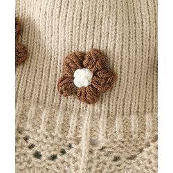 Babyhug Woollen Cap with Knot & Floral Applique Red - Diameter 22.5 cm