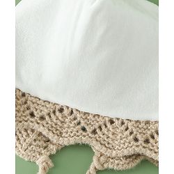 Babyhug Woollen Cap with Knot & Floral Applique Red - Diameter 22.5 cm