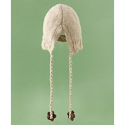 Babyhug Woollen Cap with Knot & Floral Applique Red - Diameter 22.5 cm