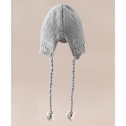Babyhug Woollen Cap with Knot & Floral Applique Red - Diameter 22.5 cm