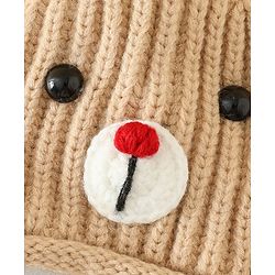 Babyhug Woollen Cap with Knot & Reindeer Applique Beige - Diameter 18 cm