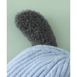 Babyhug Woollen Cap with Ear and Kitten Applique Light Blue - Diameter 19.5 cm