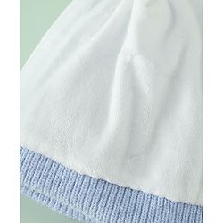 Babyhug Woollen Cap with Ear and Kitten Applique Light Blue - Diameter 19.5 cm