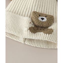 Babyhug Woollen Cap with Ear and Kitten Applique Light Blue - Diameter 19.5 cm