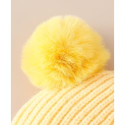Babyhug Woollen Pom Pom Cap With Puppy Design Red - Diameter 11 cm
