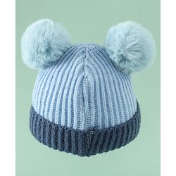 Babyhug Woollen Pom Pom Cap With Puppy Design Red - Diameter 11 cm