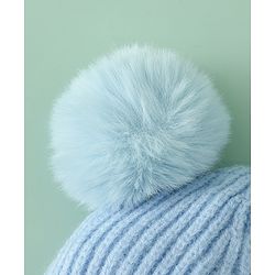 Babyhug Woollen Pom Pom Cap With Puppy Design Red - Diameter 11 cm