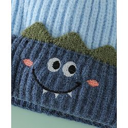 Babyhug Woollen Pom Pom Cap With Puppy Design Red - Diameter 11 cm