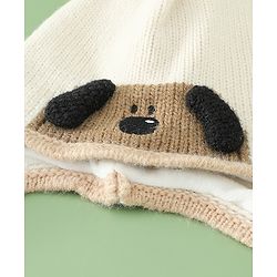 Babyhug Woollen Cap with Pom Pom & Knot with Crocodile Design & Applique Light Blue - Diameter 21 cm