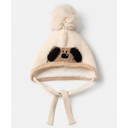 Babyhug Woollen Cap with Pom Pom & Knot with Crocodile Design & Applique Light Blue - Diameter 21 cm