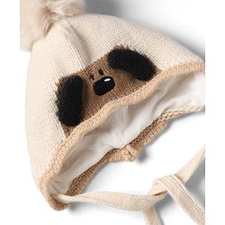Babyhug Woollen Cap with Pom Pom & Knot with Crocodile Design & Applique Light Blue - Diameter 21 cm