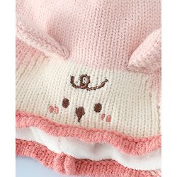 Babyhug Woollen Cap with Pom Pom & Knot with Crocodile Design & Applique Light Blue - Diameter 21 cm