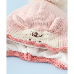 Babyhug Woollen Cap with Pom Pom & Knot with Crocodile Design & Applique Light Blue - Diameter 21 cm