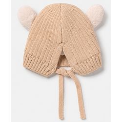 Babyhug Woollen Cap with Knot and Ear Design Pink - Diameter 19 cm