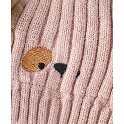 Babyhug Woollen Cap with Knot and Ear Design Pink - Diameter 19 cm