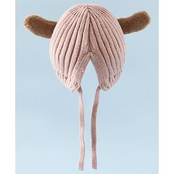 Babyhug Woollen Cap with Knot and Ear Design Pink - Diameter 19 cm