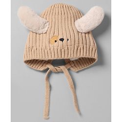 Babyhug Woollen Cap with Knot and Ear Design Pink - Diameter 19 cm