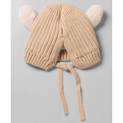 Babyhug Woollen Cap with Knot and Ear Design Pink - Diameter 19 cm