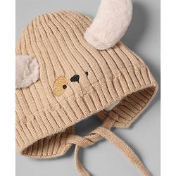 Babyhug Woollen Cap with Knot and Ear Design Pink - Diameter 19 cm