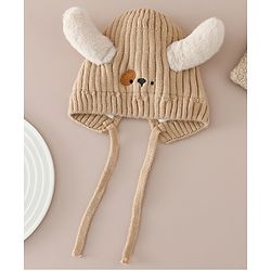Babyhug Woollen Cap with Knot and Ear Design Pink - Diameter 19 cm