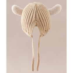 Babyhug Woollen Cap with Knot and Ear Design Pink - Diameter 19 cm