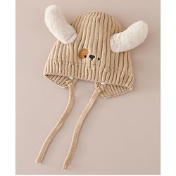 Babyhug Woollen Cap with Knot and Ear Design Pink - Diameter 19 cm