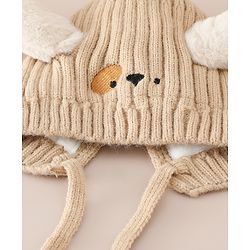 Babyhug Woollen Cap with Knot and Ear Design Pink - Diameter 19 cm