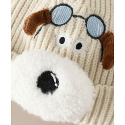 Babyhug Woollen Cap with Pom Pom & Animal Applique in Sky Blue - Diameter 16 cm