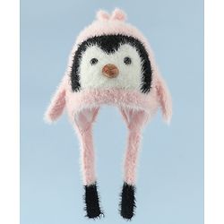 Babyhug Woollen Cap With Panda Design in Pink - Diameter 19 cm
