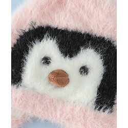 Babyhug Woollen Cap With Panda Design in Pink - Diameter 19 cm