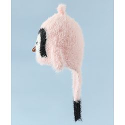 Babyhug Woollen Cap With Panda Design in Pink - Diameter 19 cm