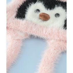 Babyhug Woollen Cap With Panda Design in Pink - Diameter 19 cm