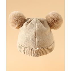 Babyhug Woollen Cap With Bear Design in Red - Diameter 16 cm