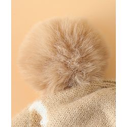 Babyhug Woollen Cap With Bear Design in Red - Diameter 16 cm