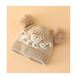 Babyhug Woollen Cap With Bear Design in Red - Diameter 16 cm