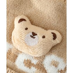 Babyhug Woollen Cap With Bear Design in Red - Diameter 16 cm