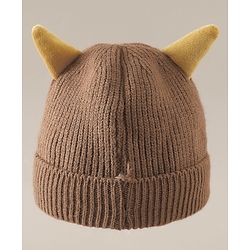 Babyhug Woollen Cap with Ear & Bear Patch in Brown - Diameter 16 cm