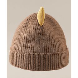 Babyhug Woollen Cap with Ear & Bear Patch in Brown - Diameter 16 cm