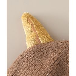 Babyhug Woollen Cap with Ear & Bear Patch in Brown - Diameter 16 cm