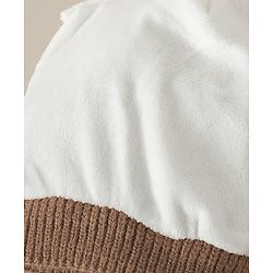 Babyhug Woollen Cap with Ear & Bear Patch in Brown - Diameter 16 cm