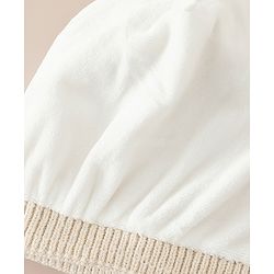 Babyhug Woollen Cap with Ear & Bear Applique in Brown Diameter - 15 cm