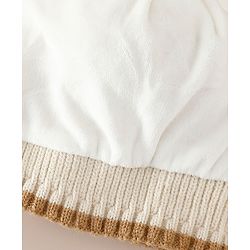 Babyhug Woollen Cap with Bow Applique in Off White - Diameter 15.5 cm