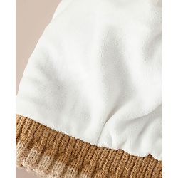 Babyhug Woollen Cap with Bow Applique in Off White - Diameter 15.5 cm