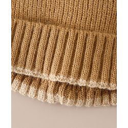 Babyhug Woollen Cap with Bow Applique in Off White - Diameter 15.5 cm
