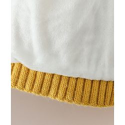 Babyhug Woollen Cap With Floral Applique Bow On Top Yellow - Diameter 9 cm